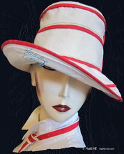  summer hat to-order, white sand and red linen