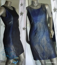 Kleid, blau zerknittert moiré Taft, Nacht Neujahr