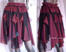 skirt, plum and black leopard muslin, summer party skirt