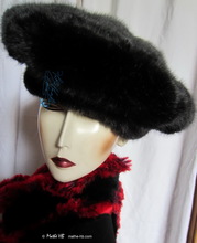 chapeau noir très chic hiver, sur-commande, béret noir loup