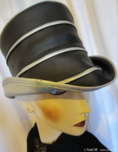 sur commande, chapeau de pluie noir et gris argent métallisé, 54-55-cm-S