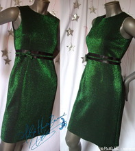 robe rétro, jersey noir lamé vert, style vintage
