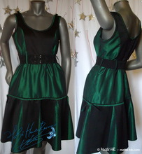 robe de taffetas vert olive et crêpe satiné noir