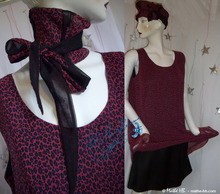 Trapez Kleid, XIENIA, Musselin rot-schwarz Leopard