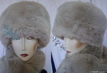 elegant hat, M, white wolf imitation, faux fur