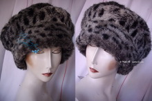 beret, L, lynx faux fur, eccentric hat winter